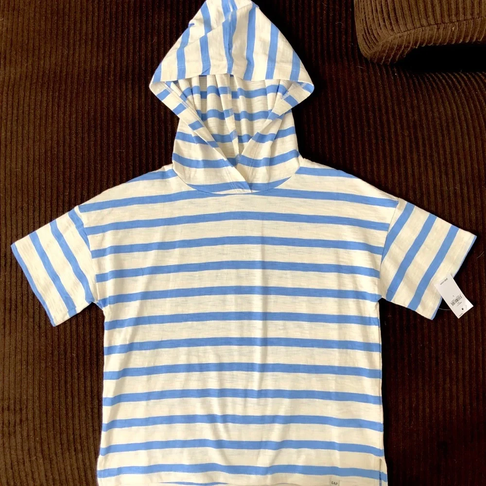 Nwts Gap L (10) Striped Hooded Top